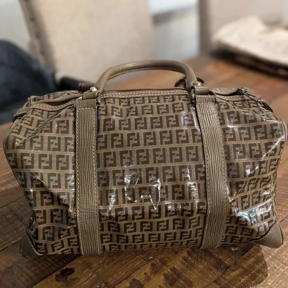 Authentic Fendi Zucca Boston Bag PVC Coated Canvas - Picture 3 of 15